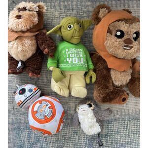 Disney Star Wars Ewok Yoda BB8 Porg Plush Bundle Lot